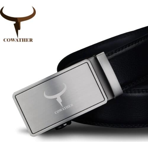 COWATHER 2019 mens belt fashion top quality cow genuine leather belts for men high quality alloy automatic buckle strap male