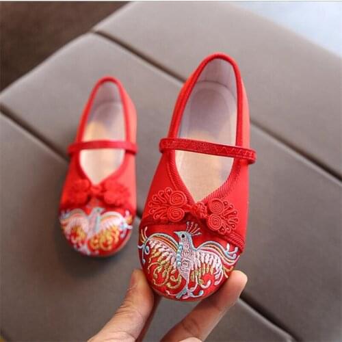 Childrens Hanfu shoes Fashion classic retro Chinese style Cartoon Embroidered shoes Soft-soled comfortable flat shoes size24-37