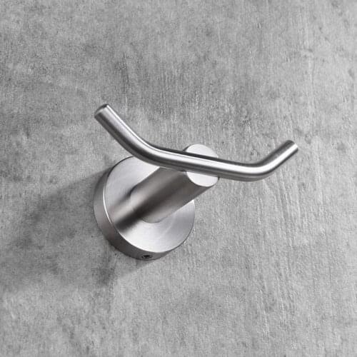 Double Robe Hook, 304 Stainless Steel Coat and Towel Hooks for Bathroom Wall Mounted, Brushed Nickel