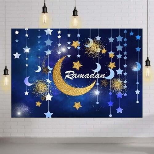 Love You To The Moon Backdrop Twinkle Twinkle Littler Star Shinning Gold Star and Moon Fantasy Starry Photography Background