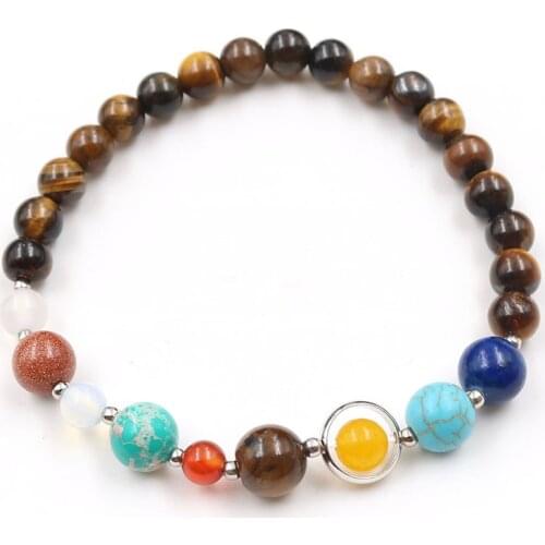 FYSL Silver Plated Tiger Eye Stone Round Beads Elastic Bracelet for Gift Rock Crystal Trendy Jewelry