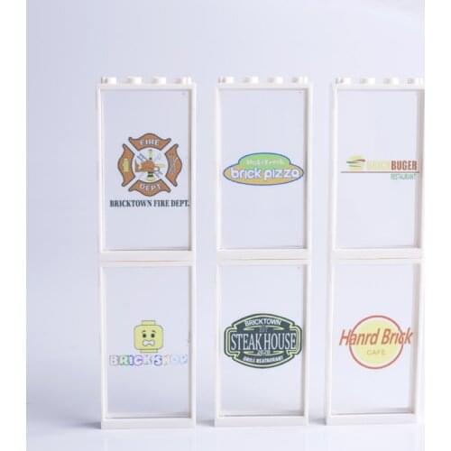 Custom Printed Multicolor Window Glasses Decoration MOC Brick Building Blocks Creator City House 1x4x6 Studs Kid Toys