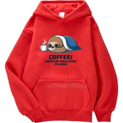 Sloth Hiding In Quilt And Coffee Print Hoody Women Street Fashion Hoodie With Hood Womens Vintage Plus Size Sweatshirt Female