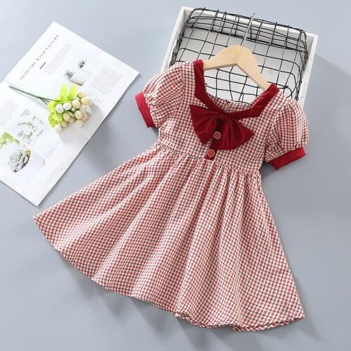 Summer Kid Clothes Dress Korean Fashion Toddler Girl Short Sleeve Princess Dress Party Birthday Little Children Costume Vestidos