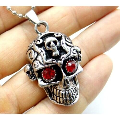 Fashion natural Antiek Zilver Zinklegering skull Charm Pendant for diy making necklace Accessories