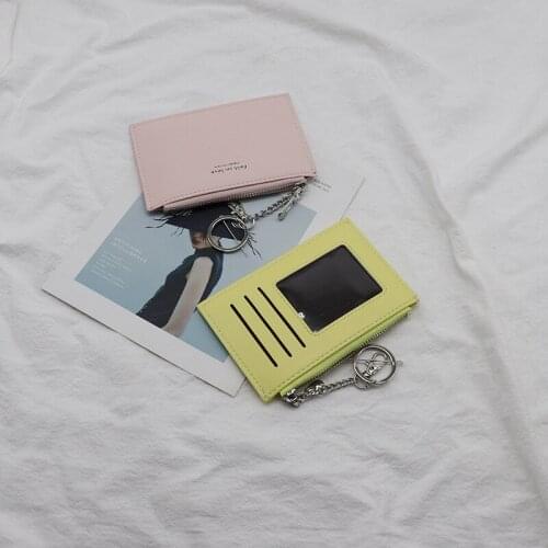 Fashion New PU Leather Men Women Slim Mini Money Credit Card Holder Coin Pocket Organizer Keyring Bus Card Protector Case Wallet