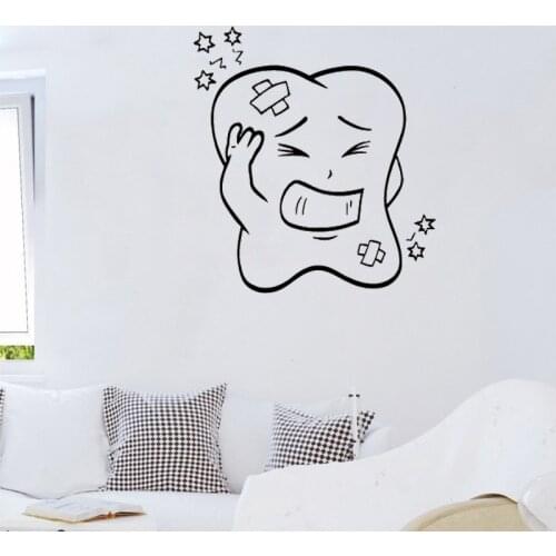 Cartoon Tooth Emotions Wall Sticker Teeth Dentist Dental Clinic Decor Wallpaper Bathroom Decoration Children Room Wall Decals