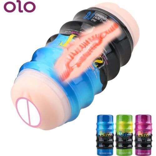 OLO Dual Channel Male Masturbator Vaginal Anus Silicone Masturbator Realistic Vagina Pussy Sex Toys for Men Erotic Adult Toy