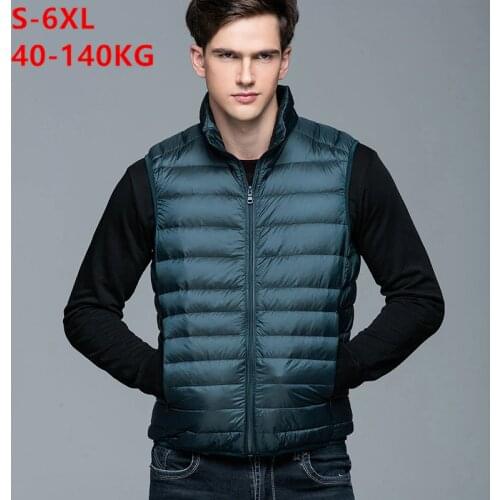 Oversized S-6XL Winter Ultralight Sleeveless Duck Down Jackets Mens Fashion Vest Streetwear Feather Coat Warm Man Clothing 2020
