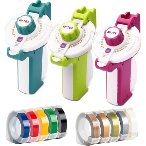 Original Motex Label Maker E-202 E202 Manual Portable printer Typewriter with 9mm Embossing Tape for Embossing Label Maker