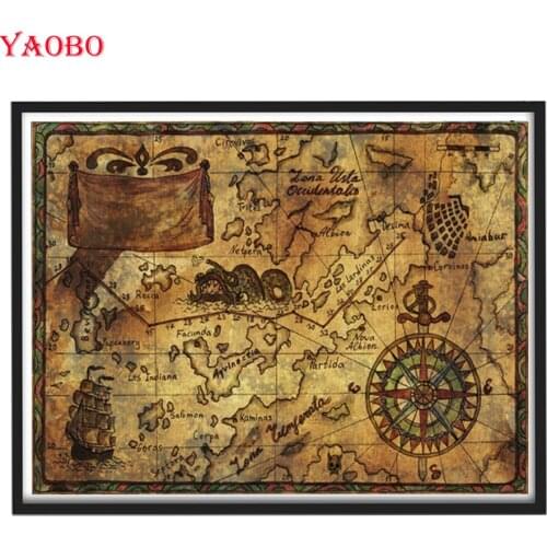 Full Square Round Drill Diamond Painting Hot selling home art,retro world map 5D Diy Diamond Embroidery Mosaic Cross Stitch Kits