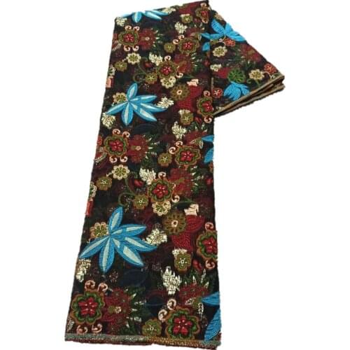 Latest African Brocade Lace Fabrics 5 Yards Jacquard Cloth French Organza Net Lace Nigerian Material Tissus Telas For Dress DJO7