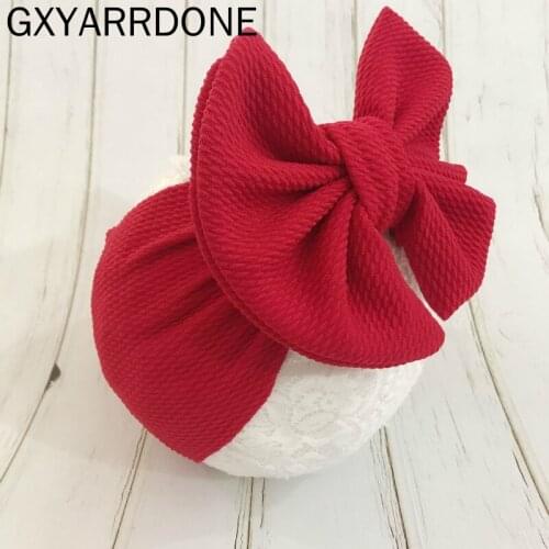 5.5 Inch Big Bow Headbands Solid Hair Bows Wider Elastic Turban Head Wraps Kids Top Knot Hairband Hair Accessories 2019 New
