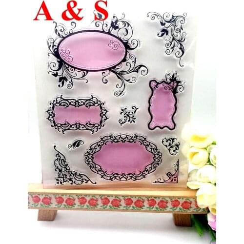CLEAR STAMPS Edge Lace Frame Message Corner Flower Scrapbook Card album paper craft silicon rubber transparent stamp