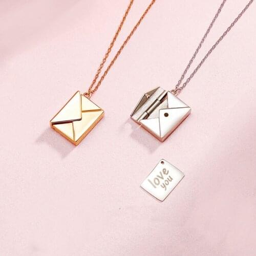 Real 925 Sterling Silver Envelope Pendant Necklace For Elegant Women Lover Letter Pendant Romantic Fine Jewelry Accessories Gift