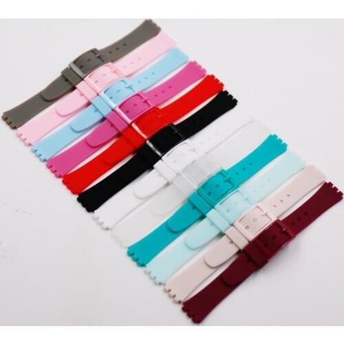 Watch accessories 12mm silicone strap pin buckle for swatch short Rubber strap color ladies and children sports watch band