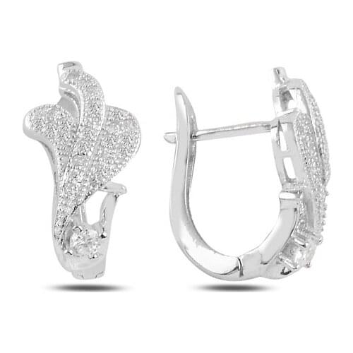 Silver 925 Sterling Zircon Cubic Zirconia J Earrings