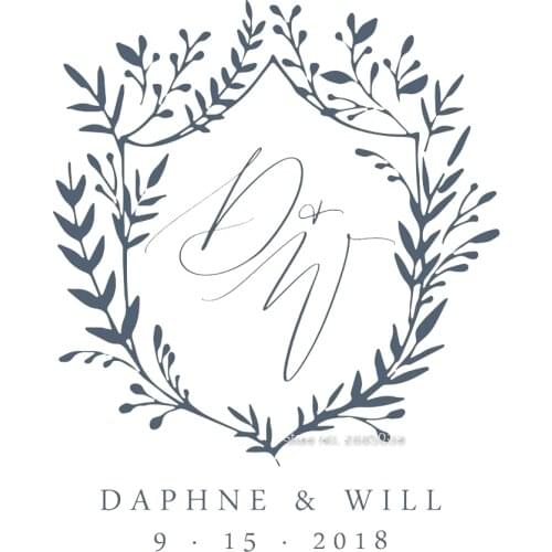 Wedding Monogram Guest Book Decals Honeymoon Journal Decor Stickers Vinyl Letter Flowers Lettering Decal Custom Name Date LC1253