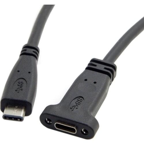 USB-C USB 3.1 Type C Male to Female Extension Data Cable with Panel Mount Screw