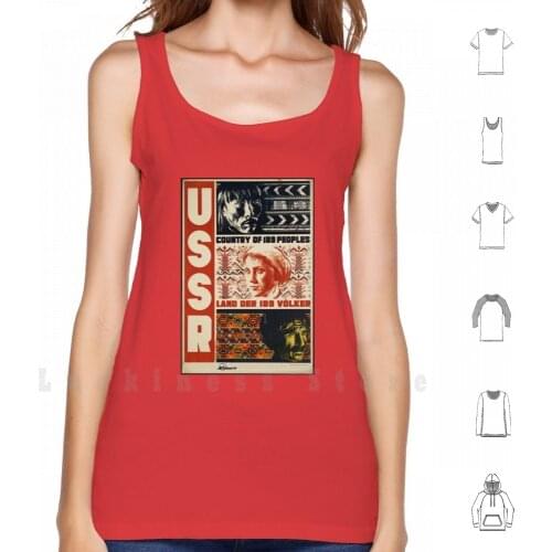 Vintage Ussr Soviet Land Of 189 People Retro Russian tank tops vest 100% Cotton Soviet Russian Russia Vintage Retro
