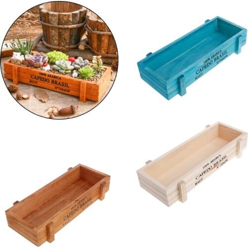 Vintage Wood Garden Flower Planter Succulent Pot Rectangle Trough Box Plant Bed-P101