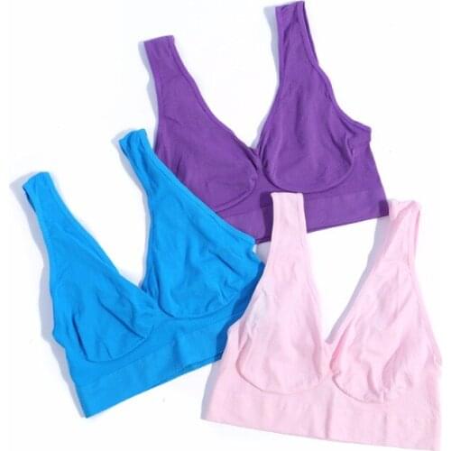 XXXL Plus Size Women Quick Drying Professional Bra Top Vest Underwear Fitness Seamless Bra 3PCS/Set