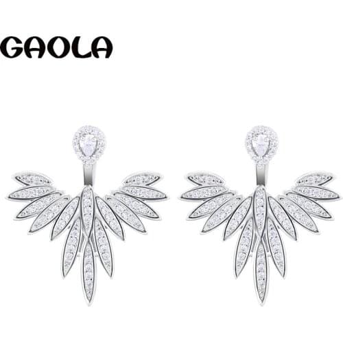 GAOLA New Women Plant Sgape AAA Cubic Zirconia Classic Stud Earrings Engagement Gift GLE7013