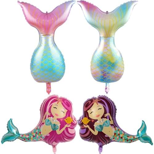 1Pcs Gradient Mermaid Tail Foil Balloons Green Fish Body Balloons Wedding Birthday Party Decoration kids Toys Baby Shower Globos