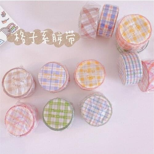 1pc Colorful Grid Washi Tape Masking Tape Adhesive Tapes Stickers DIY Decorative Stationery Tapes