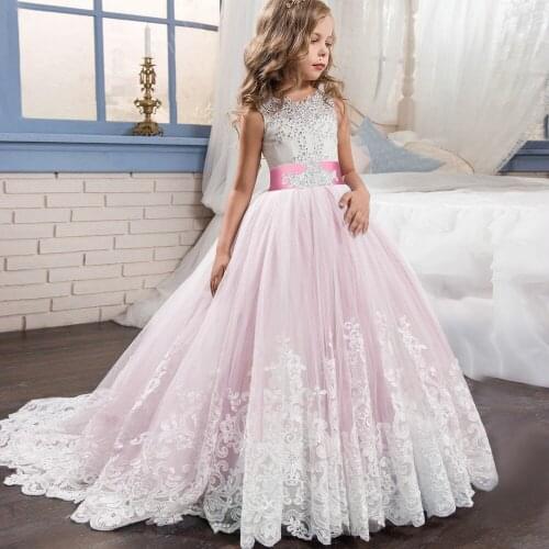 2019 Girls wedding dresses first communion princess beading fluffy dress costume vestido comunion pageant ball gown for girl