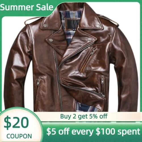 2021 Dark Brown Motorcycle Style Genuine Leather Jacket Men Plus Size 5XL Real Natural Cowhide Autumn Slim Short Bikers Coat