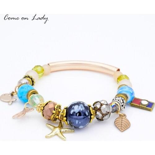3 Color Fish Tree Starfish Leaf Multi-Element Ceramic Crystal Natural Stone Beads Bracelets Hangling Pendants Br181