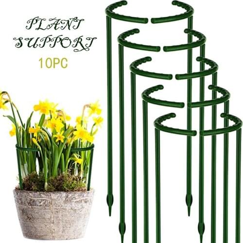 6/10/12PCS Plant Support Flower Support Stake Half Round Plant Support Ring Plant Cage Holder Flower Pot Climbing Trellis
