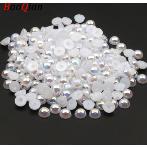 Acrylic White Beads DIY Half-face AB Imitation Pearl Semi-circle Beads Making Refrigerator Stickers Home Scrapbooking Jewelry