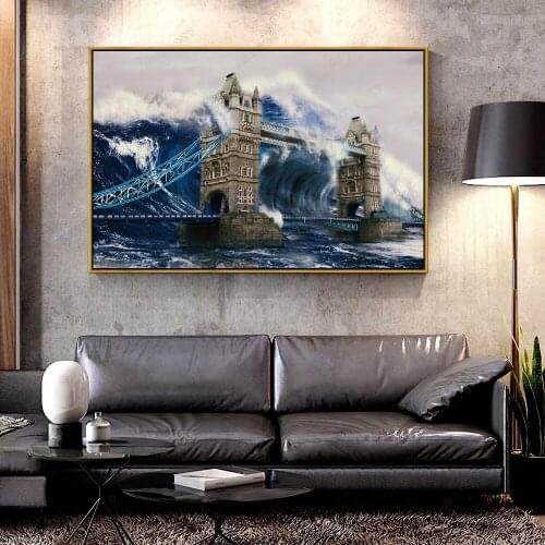 Artcozy Oil Canvas Painting blue wave For Home Decoration Wall Art