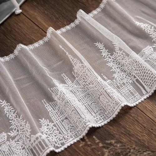 White Lace Fabric Princess Castle Embroidery Lace Ribbon 15cm Wide Dress Garments Accessories Diy Gift Package Handmade Material