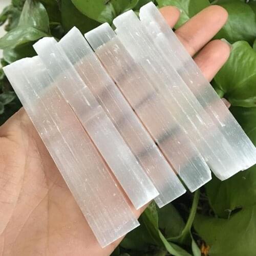 5pcs Natural White Selenite Crystal Stick Chips Gypsum Quartz Rough Minerals Specimen Point Healing Stone