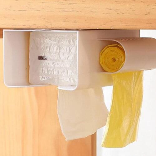 2 in 1 Tissue Box Wall Mounted Tissue Holder Under Desk Practical Tissue Case for Bathroom Universal Kitchen Trash Bag Rack New