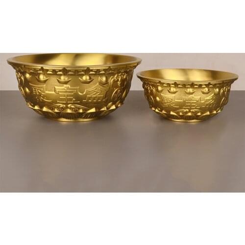 Feng Shui Chinese Decor The Bronze Sculpture Cornucopia Carved Metal bowl Handicraft Home Decoration