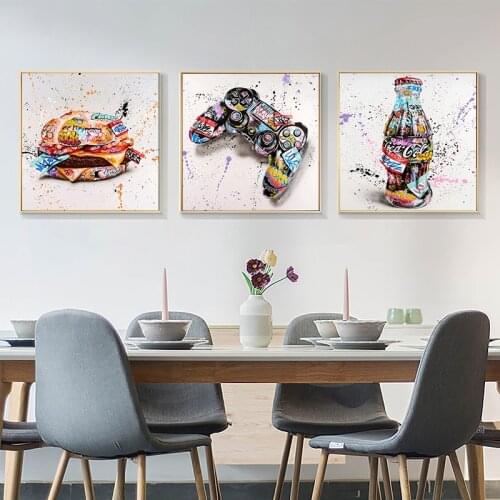 Graffiti Hamburg Game Controllers Drinks Street Art Canvas Print Painting Fashion Wall Picture Living Home Decoration Poster