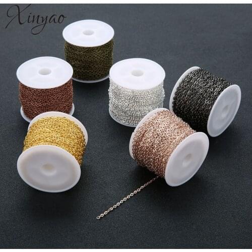 XINYAO 10 Yard Trendy Tiny Rolo metal Chain Necklace Round Box Necklace Men Women Jewelry pendant