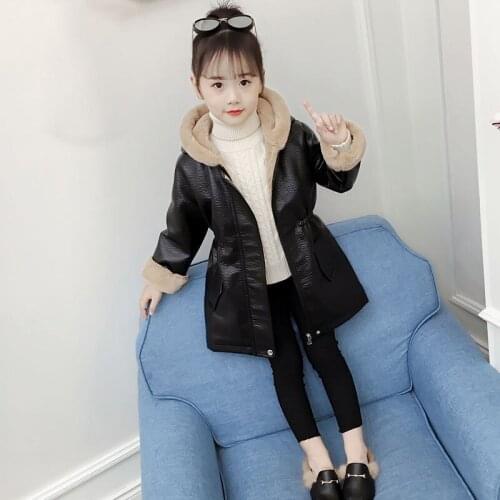 Childrens teenage girls leather jacket autumn and winter windbreaker jacket childrens girl jacket clothes for 4 6 8 10 12years