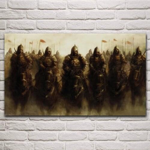 Monglos knights army dark military fantasy artwork fabric poster living room home wall decorative canvas silk art decor KM479