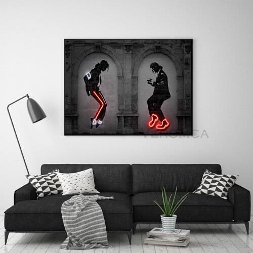 Pulp Fiction Neon Print Poster Wall Art Picture Street Graffiti Michael Jackson Dancing Canvas Painting for Bedroom Home Decor