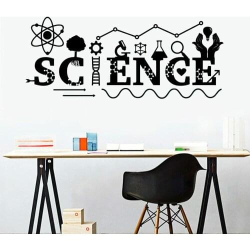 Science Sign Vinyl Wall Sticker Laboratory Classroom Decoration Science Tools Wall Art Decal School Study Room Wallpapers AF025
