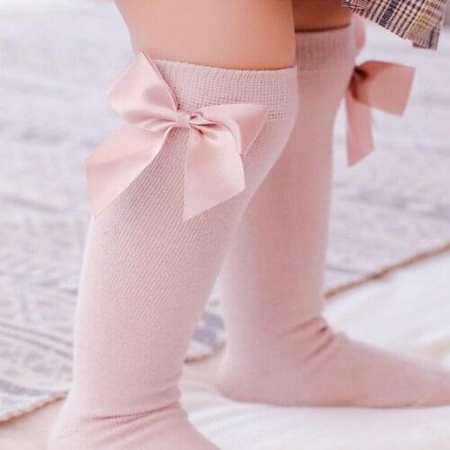 2021 Baby Girls Socks New Toddlers Girl Big Bow Knee High Long Soft Kids Socks Bowknot 100% Cotton 2-8 Years Kids Socks