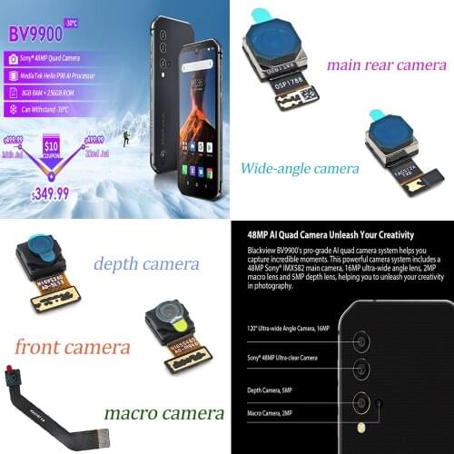 New Original 48MP+5MP+16MP+2MP Rear Camera Back Camera+16.MP Front Camera Repair Parts Replacement For Blackview BV9900 Phone