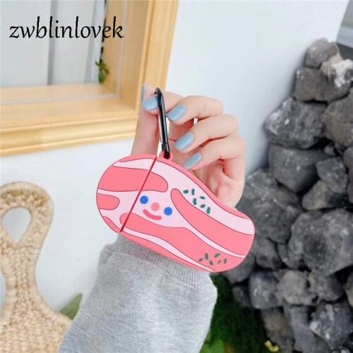 Cute cartoon meat streaky pig case for airpods 1 2 charging case soft silicone wireless bluetooth headset protective cover coke