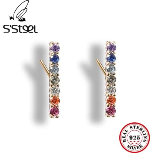 SSTEEL Zircon Stud Earring 925 Sterling Silver Earrings For Women 2020 New Geometric Earings Boucle D'oreille Argent Jewellery