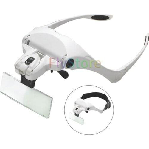 Dental LED Lamps with 5 Lenses Head Magnifier Interchangeable Bracket And Headband Magnifying with 2 LED lights